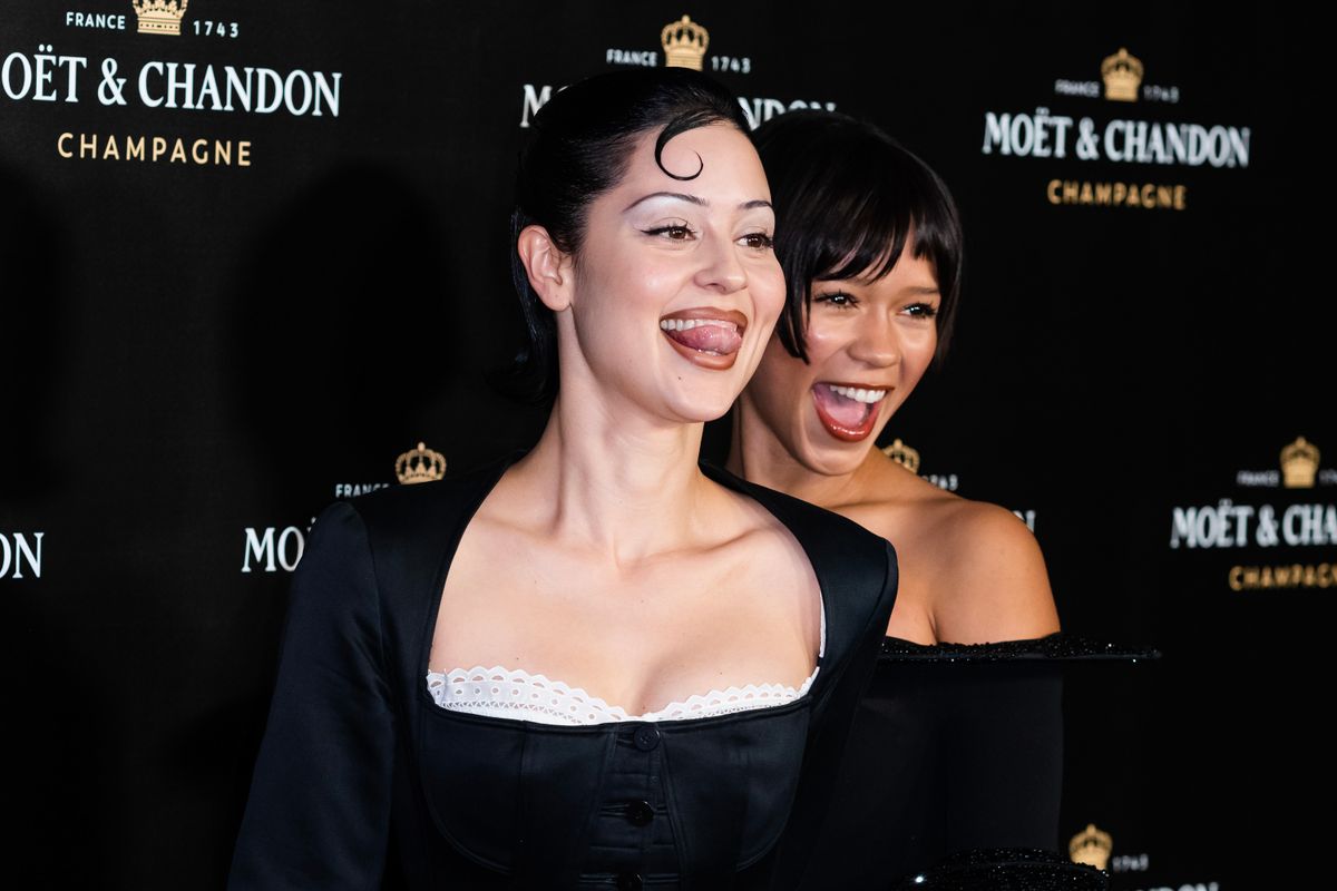 NEW YORK, NEW YORK - DECEMBER 05: Alexa Demie (L) and Taylor Russell attend the Moet & Chandon Holiday Season Celebration at Lincoln Center on December 05, 2022 in New York City. (Photo by Gotham/FilmMagic)