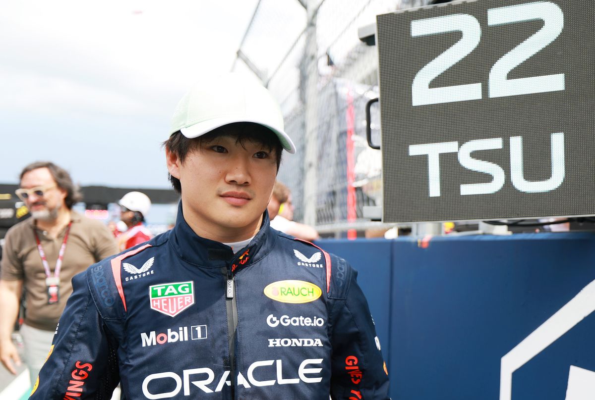 MIAMI, FLORIDA - MAY 04: Yuki Tsunoda of Japan and Oracle Red Bull Racing on the grid during the F1 Grand Prix of Miami at Miami International Autodrome on May 04, 2025 in Miami, Florida. (Photo by Mark Thompson/Getty Images)