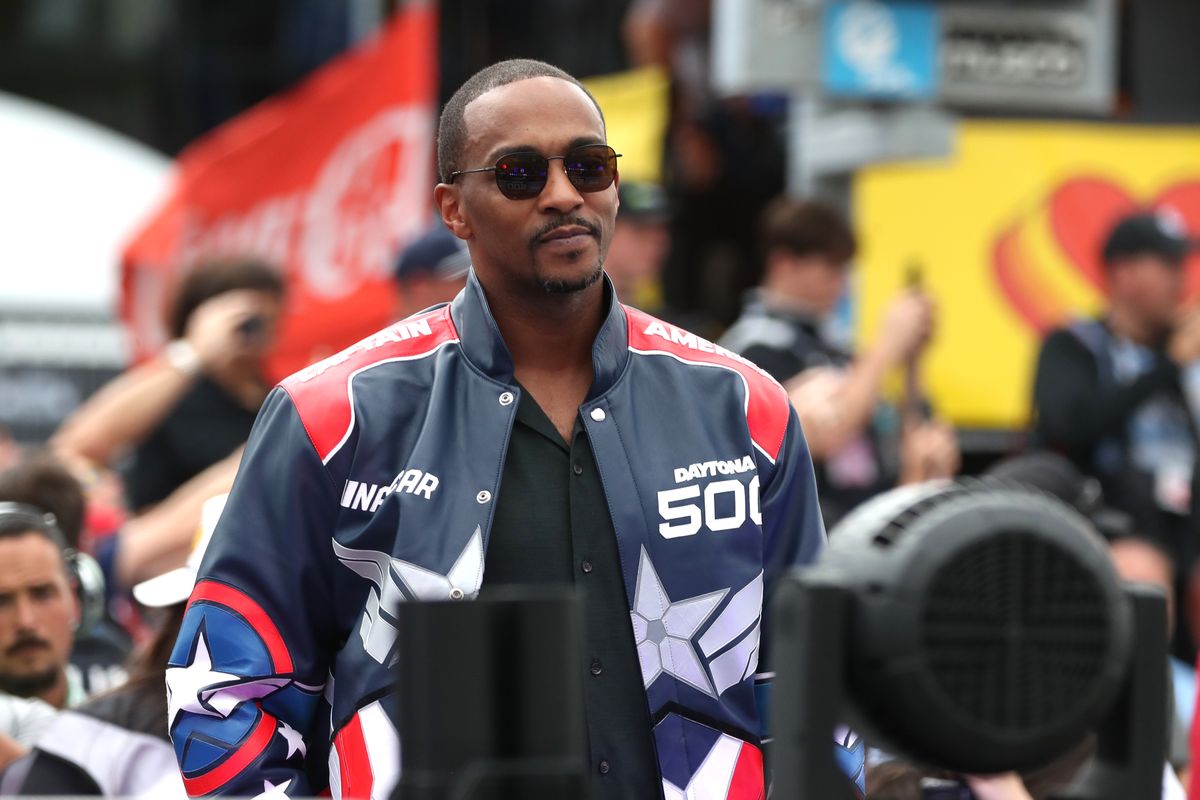 DAYTONA BEACH, FL - FEBRUARY 16: Grand Marshall of the Daytona 500 Anthony Mackie looks on prior to the running of the NASCAR Cup Series Daytona 500 on February 16, 2025 at Daytona International Speedway in Daytona Beach, FL. (Photo by Jeff Robinson/Icon Sportswire via Getty Images)
