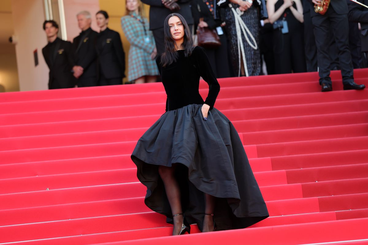 CANNES, FRANCE - MAY 14: Irina Shayk attends the "Mission Impossible - The Final Reckoning" red carpet at the 78th annual Cannes Film Festival at Palais des Festivals on May 14, 2025 in Cannes, France. (Photo by Monica Schipper/Getty Images)