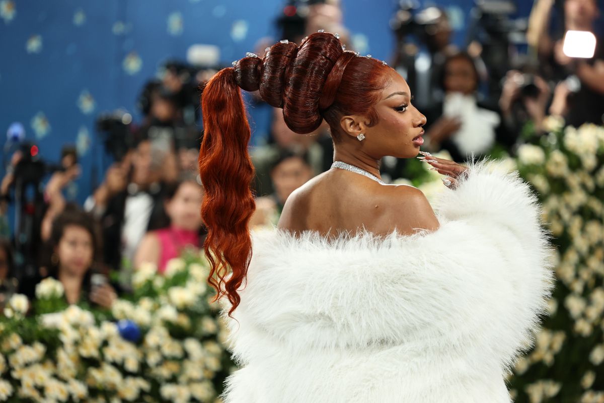 NEW YORK, NEW YORK - MAY 05: Megan Thee Stallion attends the 2025 Met Gala Celebrating "Superfine: Tailoring Black Style" at Metropolitan Museum of Art on May 05, 2025 in New York City.  (Photo by Jamie McCarthy/Getty Images)