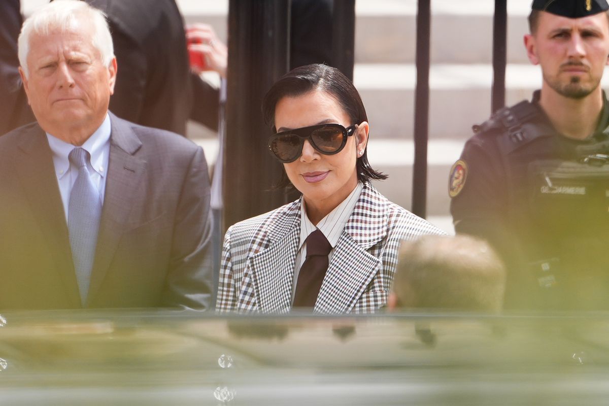 PARIS, FRANCE - MAY 13: Kris Jenner arrives at the Palais de Justice, on May 13, 2025 in Paris, France. (Photo by Edward Berthelot/GC Images)