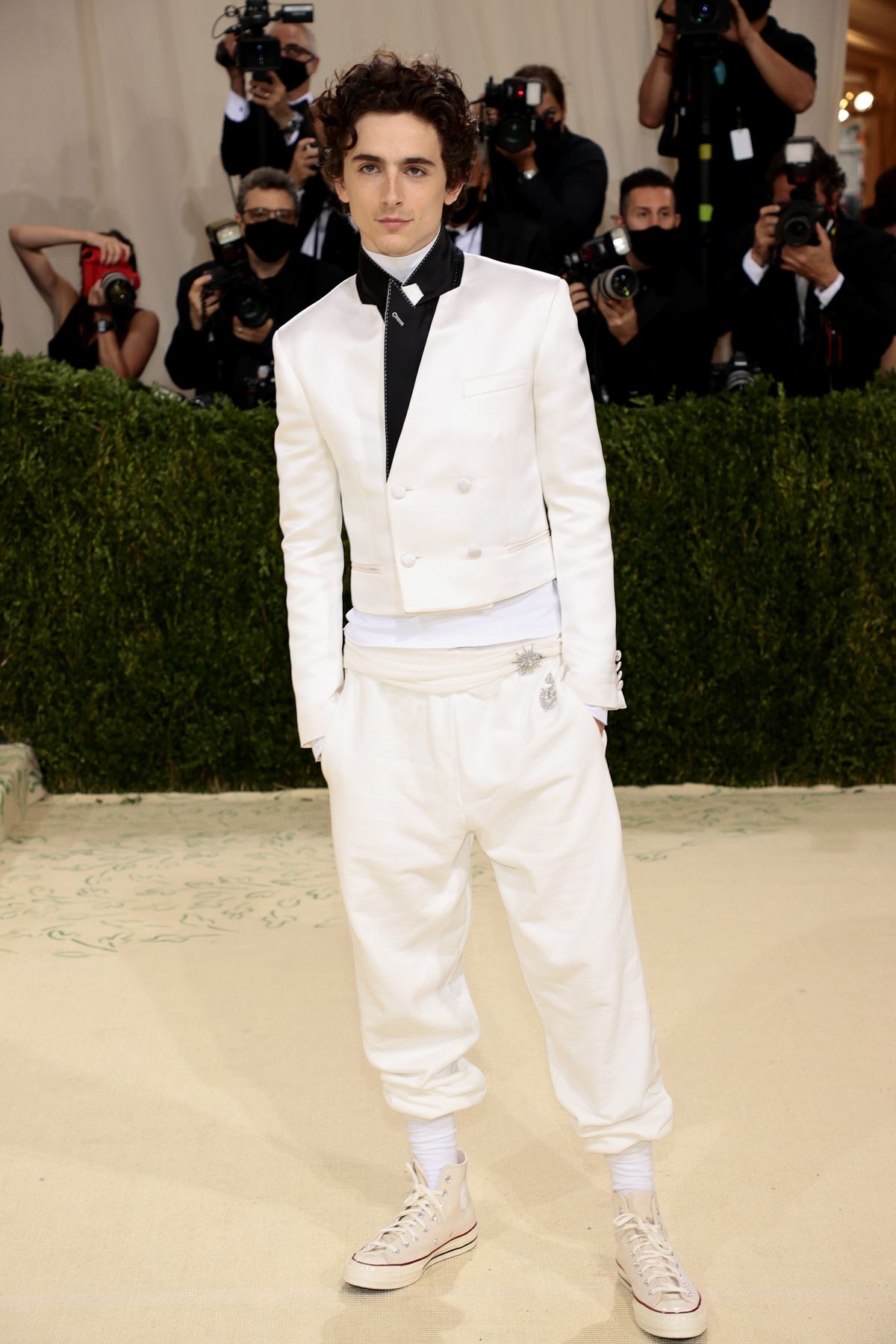 NEW YORK, NEW YORK - SEPTEMBER 13: Timothée Chalamet attends The 2021 Met Gala Celebrating In America: A Lexicon Of Fashion at Metropolitan Museum of Art on September 13, 2021 in New York City. (Photo by Dimitrios Kambouris/Getty Images for The Met Museum/Vogue )