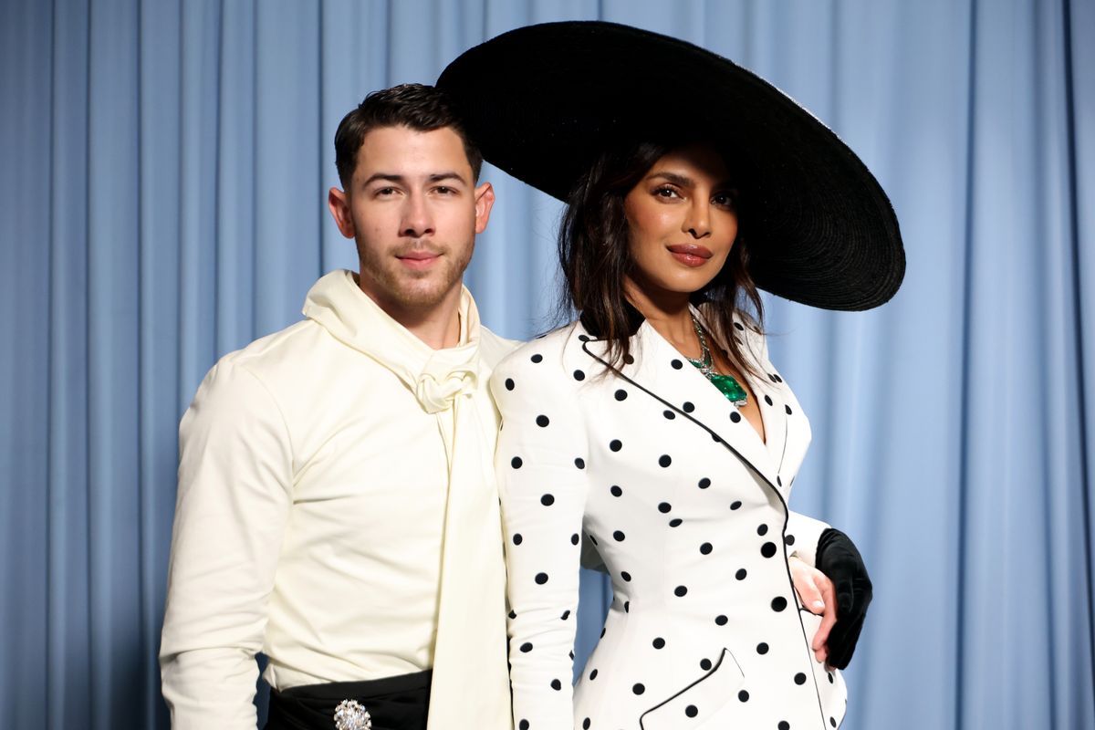 NEW YORK, NEW YORK - MAY 05: (L-R) Nick Jonas and Priyanka Chopra Jonas attend the 2025 Met Gala Celebrating "Superfine: Tailoring Black Style" at Metropolitan Museum of Art on May 05, 2025 in New York City.  (Photo by Mike Coppola/MG25/Getty Images for The Met Museum/Vogue)