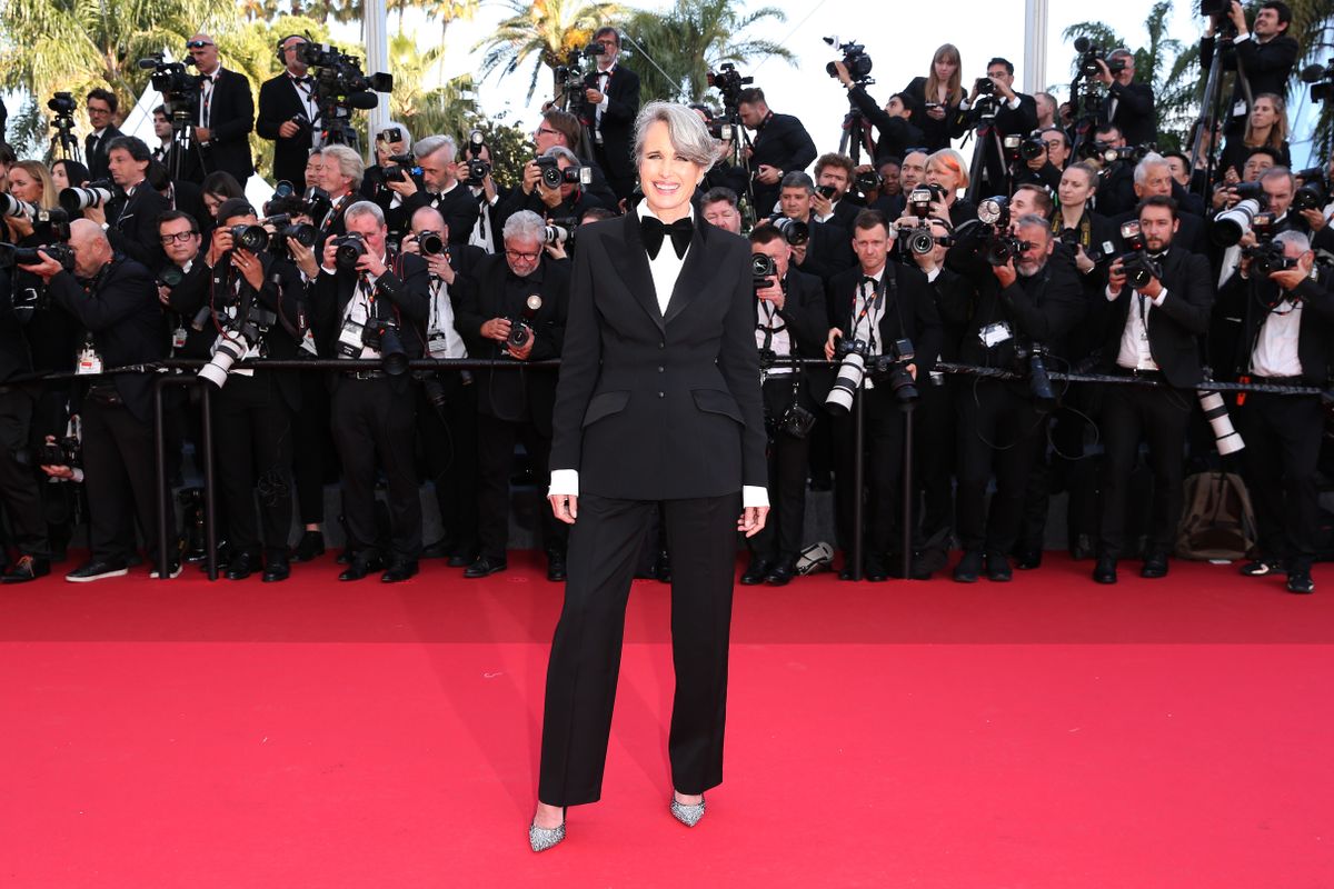 CANNES, FRANCE - MAY 14: Andie MacDowell attends the "Mission Impossible - The Final Reckoning" red carpet at the 78th annual Cannes Film Festival at Palais des Festivals on May 14, 2025 in Cannes, France. (Photo by Gisela Schober/Getty Images)