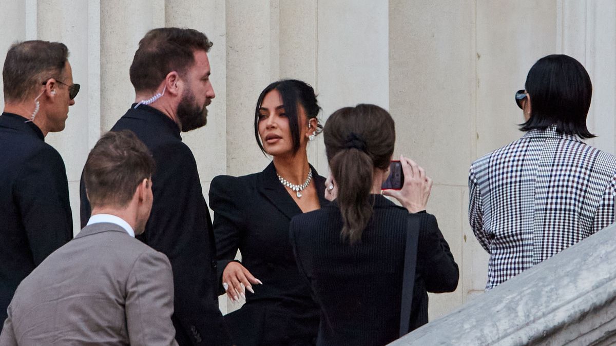 Kim Kardashian at the Palais de Justice of Paris on May 13, 2025 in Paris, France. Ten people are on trial, accused of stealing millions of dollars worth of jewellery from Kim Kardashian, who was held at gunpoint in her apartment during Paris fashion week in 2016. (Photo by Adnan Farzat/NurPhoto via Getty Images)