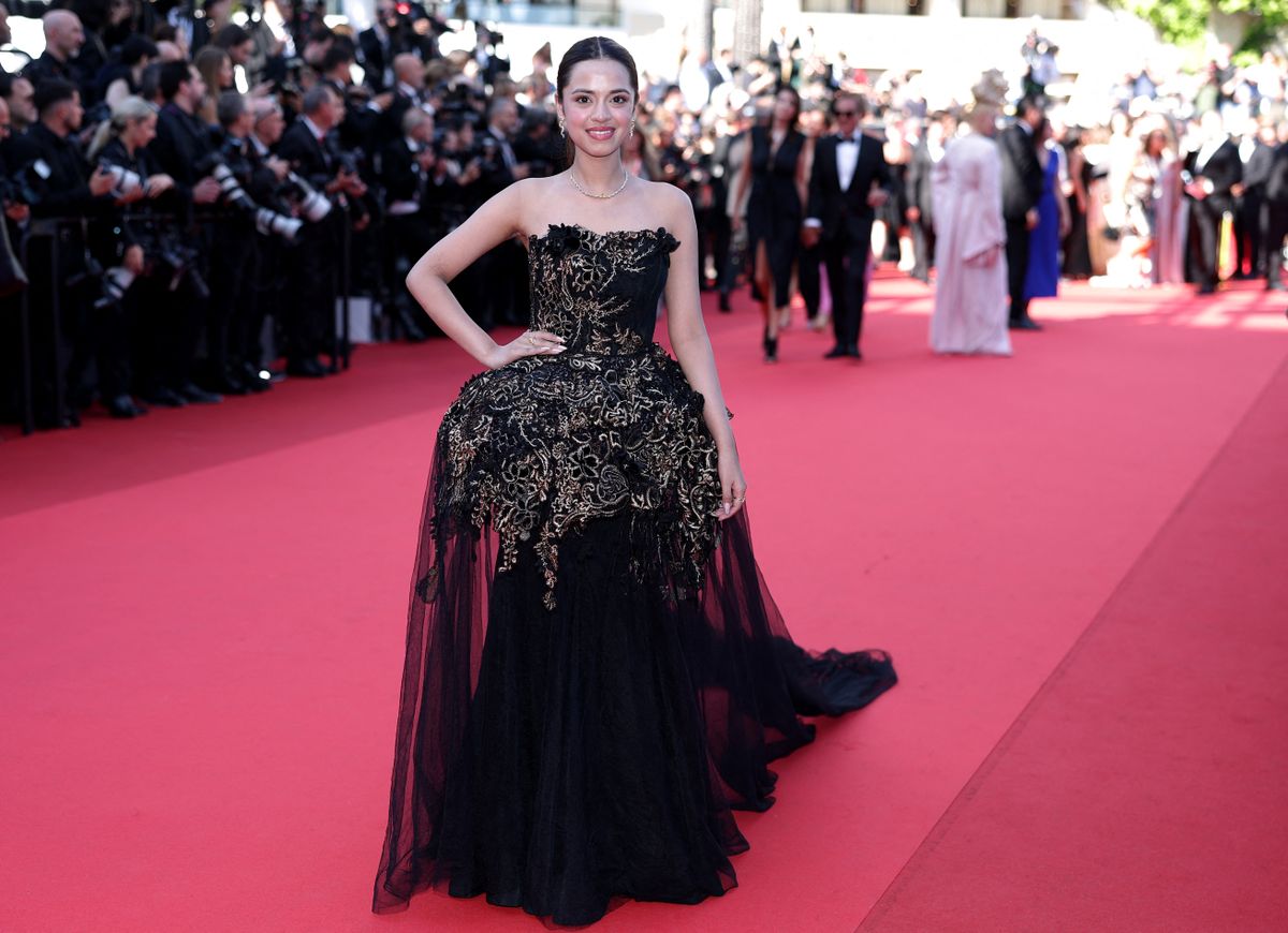 Indian actress Nitanshi Goel arrives for the screening of the film "Dossier 137" at the 78th edition of the Cannes Film Festival in Cannes, southern France, on May 15, 2025. (Photo by Sameer AL-DOUMY / AFP)