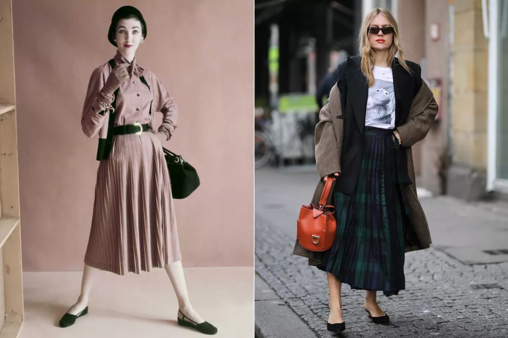 Kockás rakott szoknyák – az iskoláslány újratöltve
A preppy stílus újra divat, és vele együtt a klasszikus skót kockás rakott szoknya is. Egy oversize blézerrel vagy kötött pulcsival kombinálva nosztalgikus, mégis friss hatást kelt. Az igazi fashionisták loaferekkel viselik.