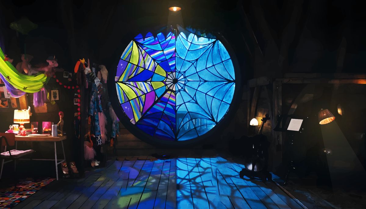 Wednesday's room, circle window, night