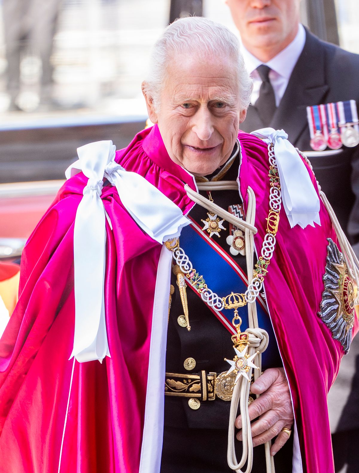 III. Károly király részt vesz a Westminster apátságban a Fürdőrend tiszteletére rendezett szertartáson 2025. május 16-án Londonban, Angliában.