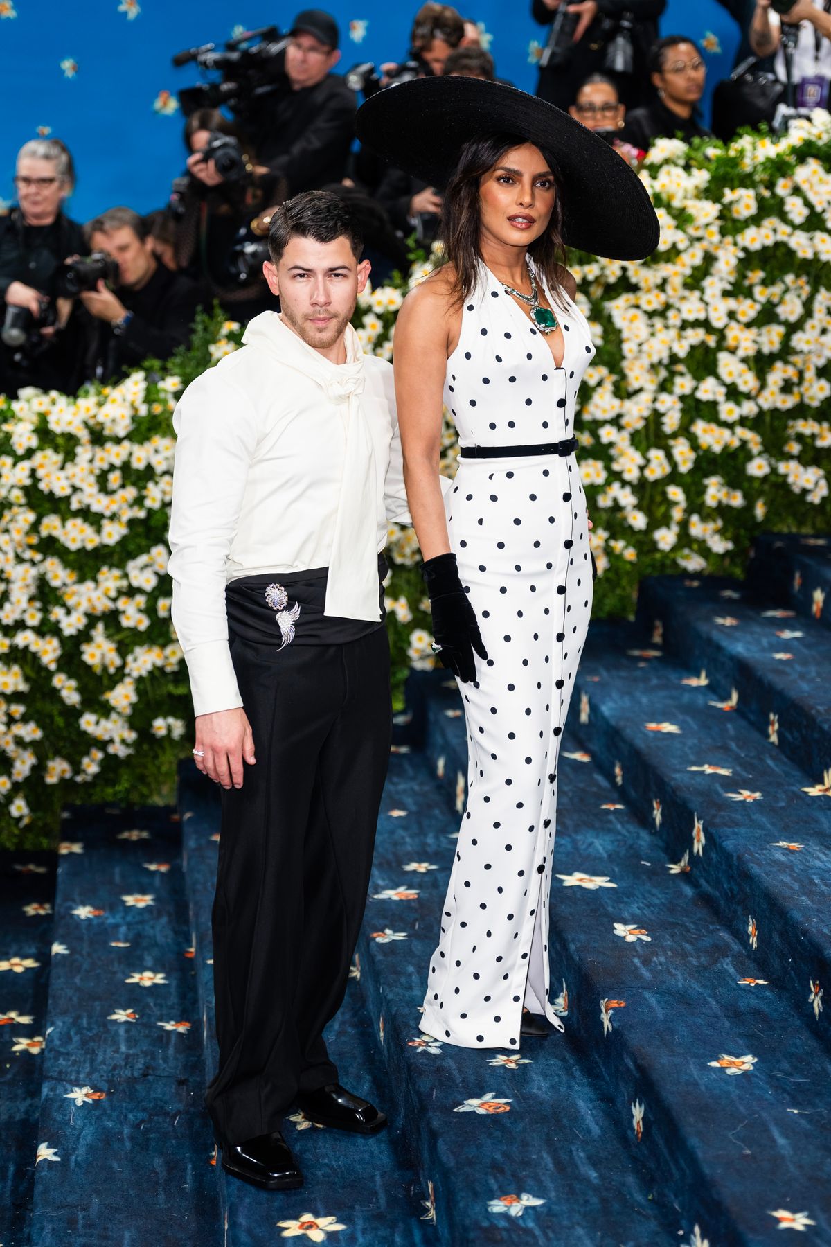 NEW YORK, NEW YORK - MAY 05: Nick Jonas (L) and Priyanka Chopra attend the 2025 Met Gala Celebrating "Superfine: Tailoring Black Style" at Metropolitan Museum of Art on May 05, 2025 in New York City. (Photo by TheStewartofNY/GC Images)