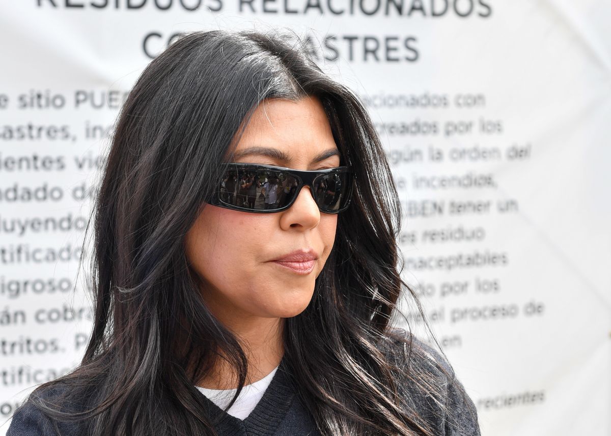 LOS ANGELES, CA - FEBRUARY 27: Kourtney Kardashian is seen at a protest to stop recent wildfire waste being sent to the Calabasas Landfill on February 27, 2025 in Los Angeles, California.  (Photo by PG/Bauer-Griffin/GC Images)