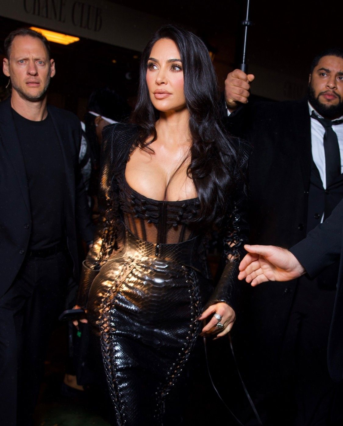 New York, NY  - Kim Kardashian turns heads at the Met Gala after parties, flaunting a daring busty crocodile skin dress that steals the spotlight.

BACKGRID USA 5 MAY 2025,Image: 995558867, License: Rights-managed, Restrictions: , Model Release: no, Pictured: Kim Kardashian