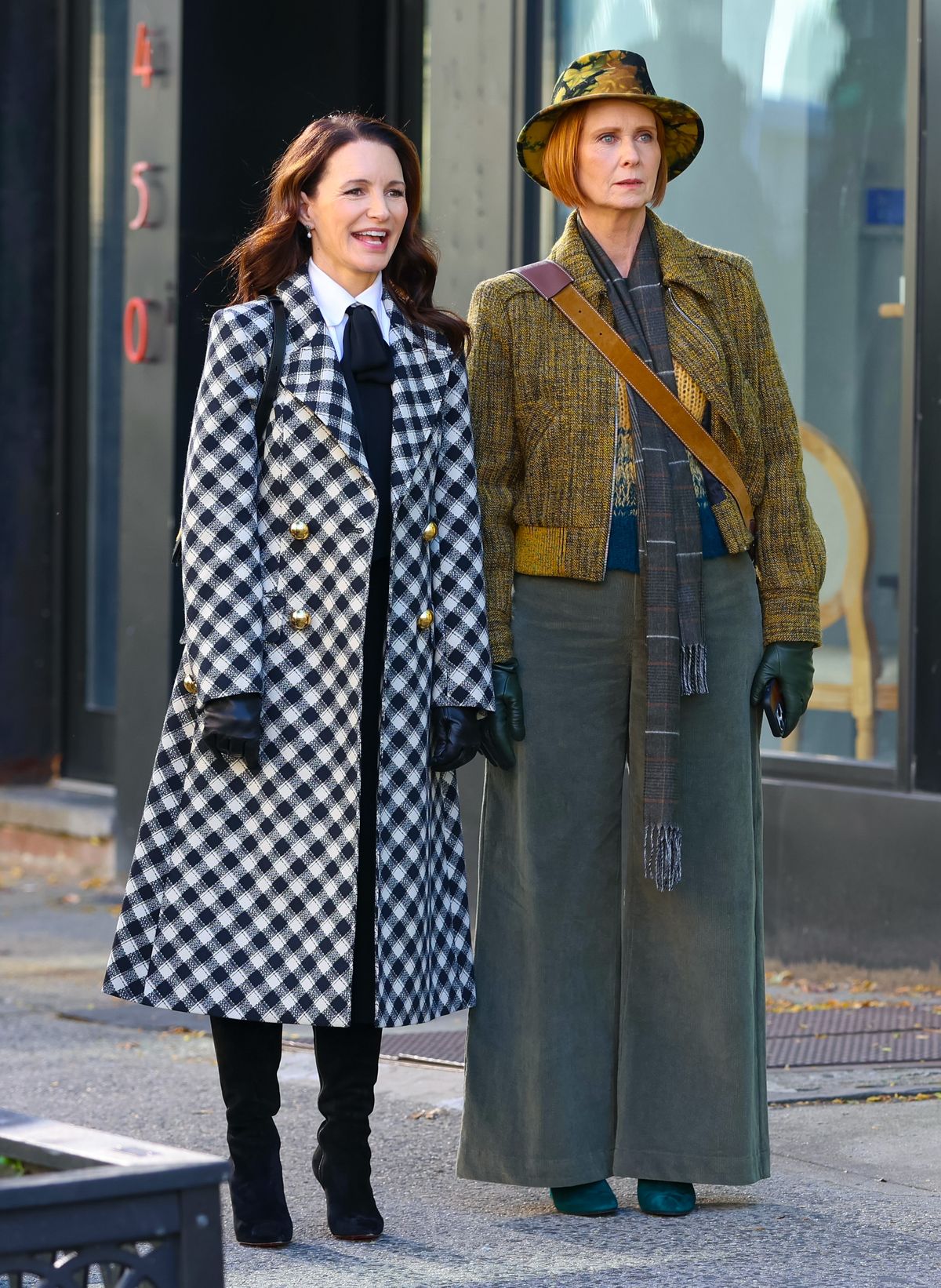 NEW YORK, NY - OCTOBER 25: Kristin Davis and Cynthia Nixon are seen on the film set of "And Just Like That.." TV series on October 25, 2024 in New York City.  (Photo by Jose Perez/Bauer-Griffin/GC Images)