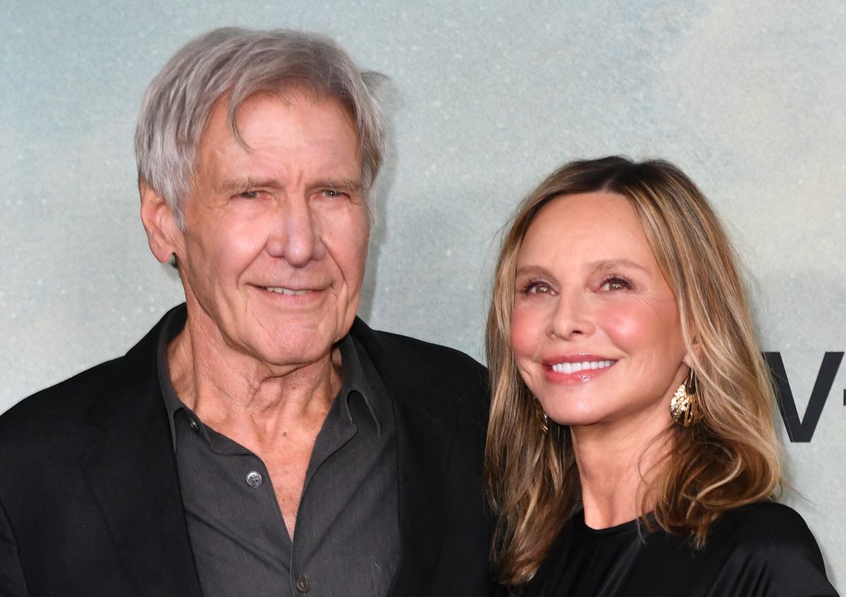 US actors Harrison Ford and his wife Calista Flockhart attend Apple TV+ premiere of "Shrinking" season 2 at the Pacific Design Center in West Hollywood, California, October 8, 2024. (Photo by Valerie Macon / AFP)