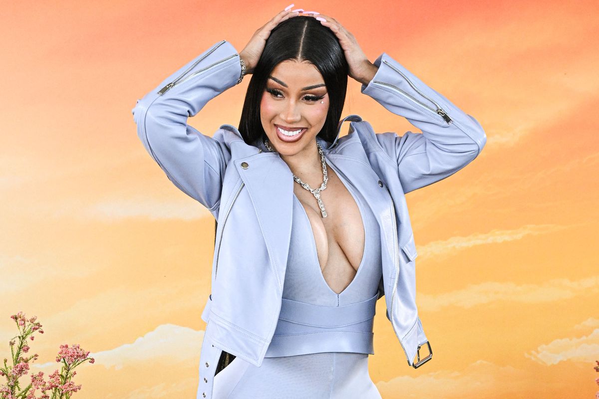 American rapper Cardi B (Belcalis Marlenis Cephus) arrives at the 8th Annual REVOLVE Festival during the Coachella Valley Music And Arts Festival - Weekend 1 - Day 2 held at Cavallo Ranch in Thermal, Riverside County, California, United States. (Photo by Image Press Agency/NurPhoto) (Photo by Image Press Agency / NurPhoto / NurPhoto via AFP)