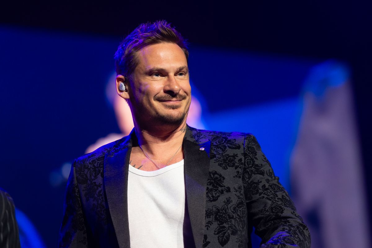 LONDON, ENGLAND - MAY 17: Lee Ryan of Blue performs at The O2 Arena on May 17, 2025 in London, England. (Photo by Joseph Okpako/WireImage)