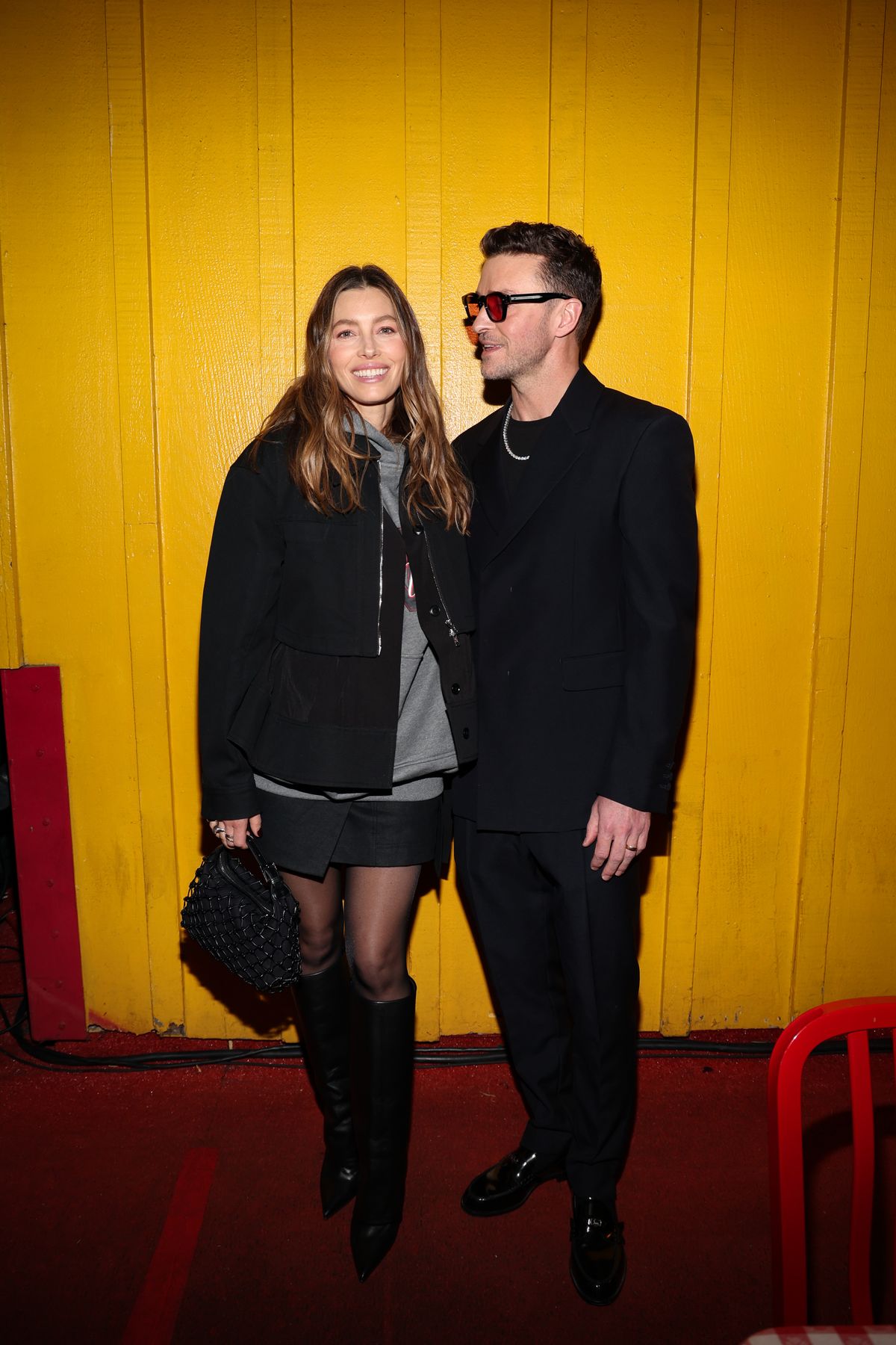 WEST HOLLYWOOD, CALIFORNIA - MARCH 14: (L-R) Jessica Biel and Justin Timberlake attend Justin Timberlake's 'EVERYTHING I THOUGHT IT WAS' Album Release Party at Dan Tana's on March 14, 2024 in West Hollywood, California. (Photo by Jerritt Clark/Getty Images for Justin Timberlake)