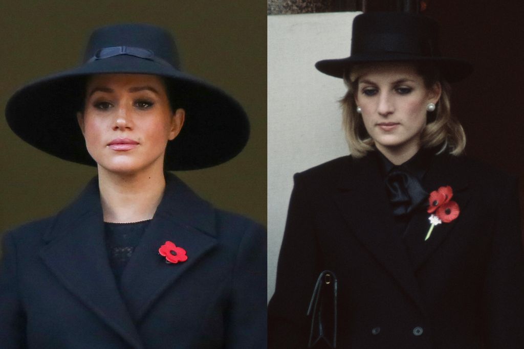Meghan Markle rengetegszer utalt öltözködésével anyósára, úgy mint 2020-ban, amikor Diana 1984-es Trooping the Colour lookját alkotta újra.