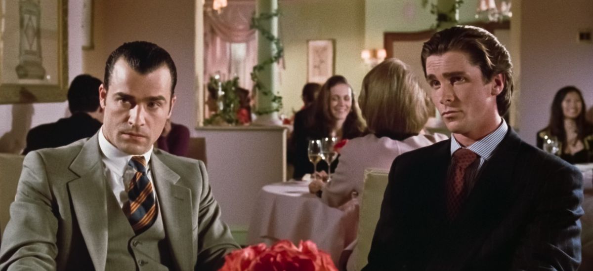 USA. Justin Theroux and Christian Bale  in a scene from the ©LionsGate Films movie: American Psycho (2000).
Plot: A wealthy New York City investment banking executive, Patrick Bateman, hides his alternate psychopathic ego from his co-workers and friends as he delves deeper into his violent, hedonistic fantasies.,Image: 554235951, License: Rights-managed, Restrictions: Supplied by Landmark Media. Editorial Only. Landmark Media is not the copyright owner of these Film or TV stills but provides a service only for recognised Media outlets., ***
HANDOUT image or SOCIAL MEDIA IMAGE or FILMSTILL for EDITORIAL USE ONLY! * Please note: Fees charged by Profimedia are for the Profimedia's services only, and do not, nor are they intended to, convey to the user any ownership of Copyright or License in the material. Profimedia does not claim any ownership including but not limited to Copyright or License in the attached material. By publishing this material you (the user) expressly agree to indemnify and to hold Profimedia and its directors, shareholders and employees harmless from any loss, claims, damages, demands, expenses (including legal fees), or any causes of action or allegation against Profimedia arising out of or connected in any way with publication of the material. Profimedia does not claim any copyright or license in the attached materials. Any downloading fees charged by Profimedia are for Profimedia's services only. * Handling Fee Only 
***, Model Release: no