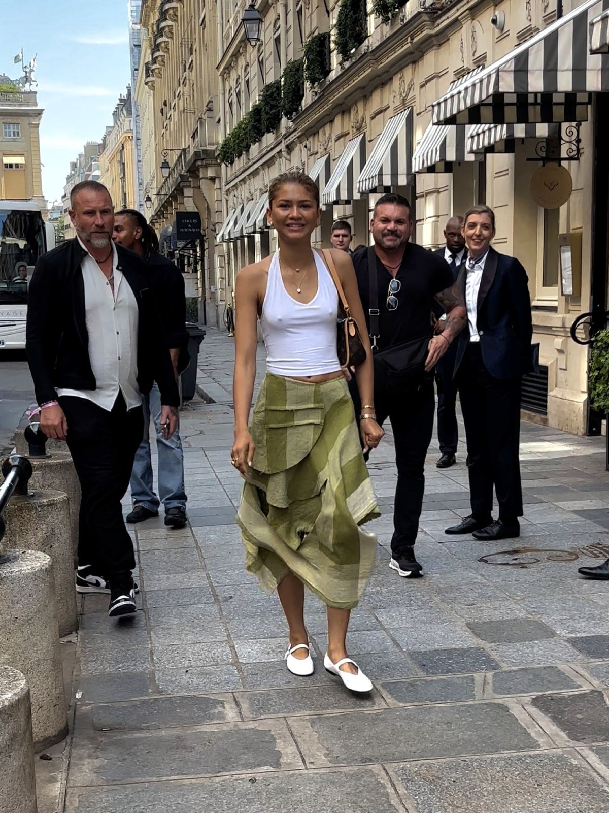 PARIS, FRANCE - JULY 31: Zendaya is seen leaving her hotel on July 31, 2024 in Paris, France. (Photo by MEGA/GC Images)
