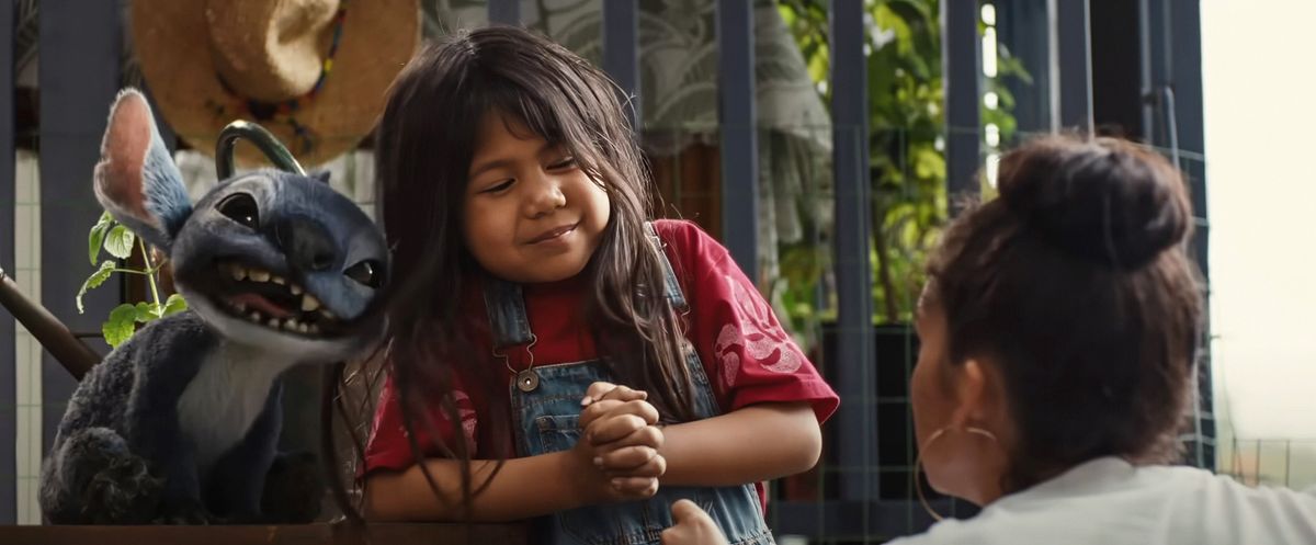LILO & STITCH, (aka LILO AND STITCH), from left: Stitch (voice: Chris Sanders), Maia Kealoha, Sydney Agudong, 2025.,Image: 1006267180, License: Rights-managed, Restrictions: Please credit ©Walt Disney Co./Courtesy Everett Collection, Model Release: no