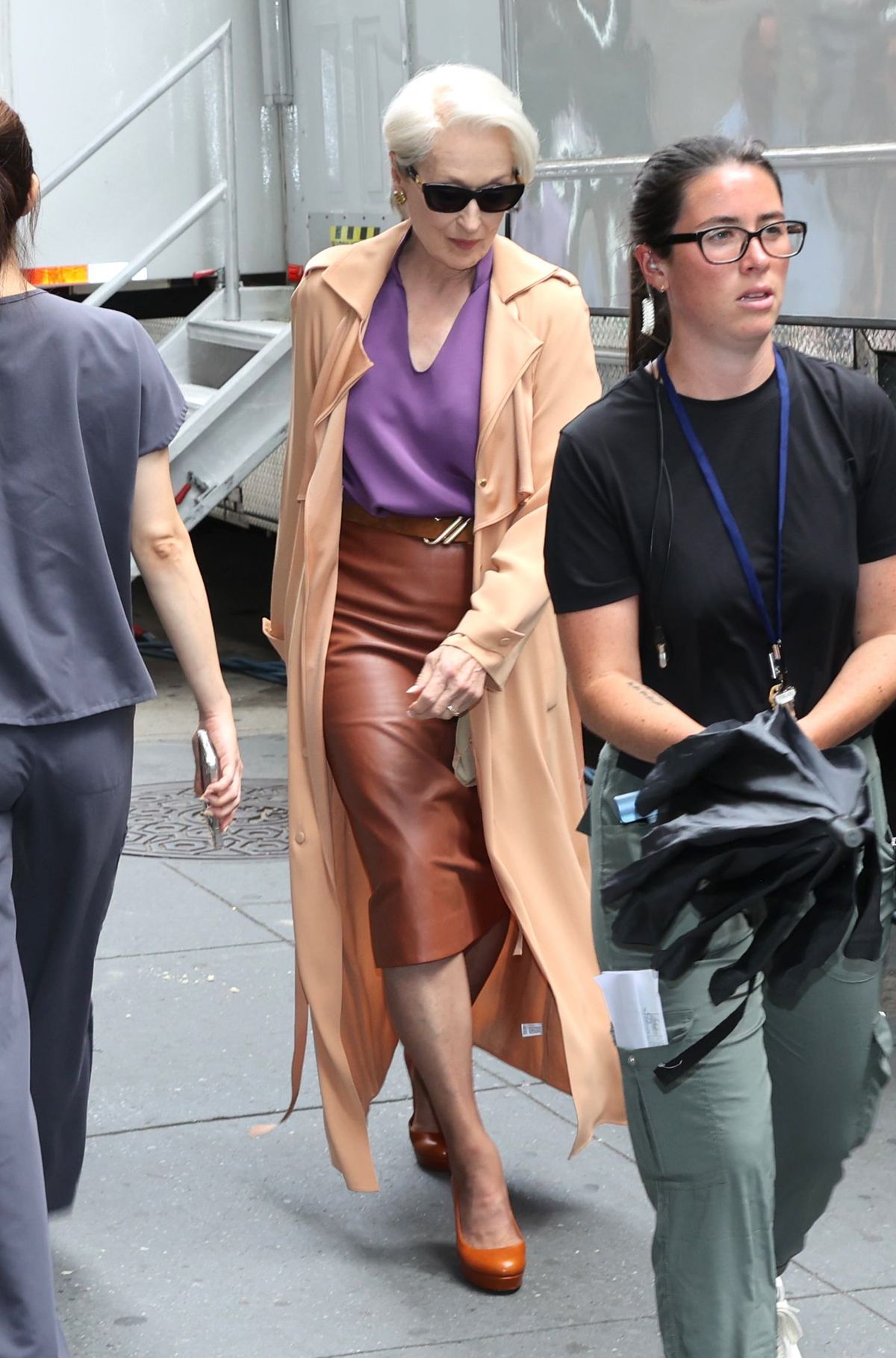 NEW YORK, NY - JULY 23: Meryl Streep is seen on the set of "Devil Wears Prada 2" on July 23, 2025 in New York City.  (Photo by Jose Perez/Bauer-Griffin/GC Images)