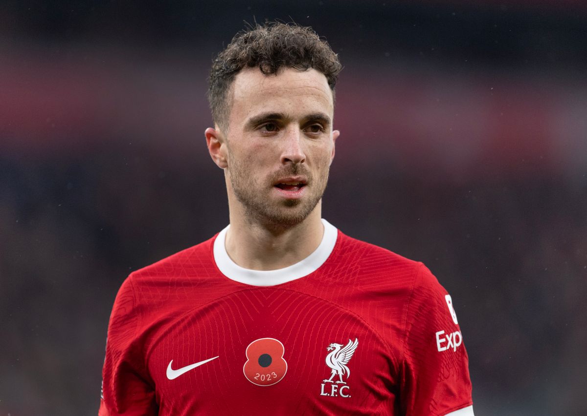 LIVERPOOL, ENGLAND - NOVEMBER 12: Diogo Jota of Liverpool during the Premier League match between Liverpool FC and Brentford FC at Anfield on November 12, 2023 in Liverpool, England. (Photo by Visionhaus/Getty Images)