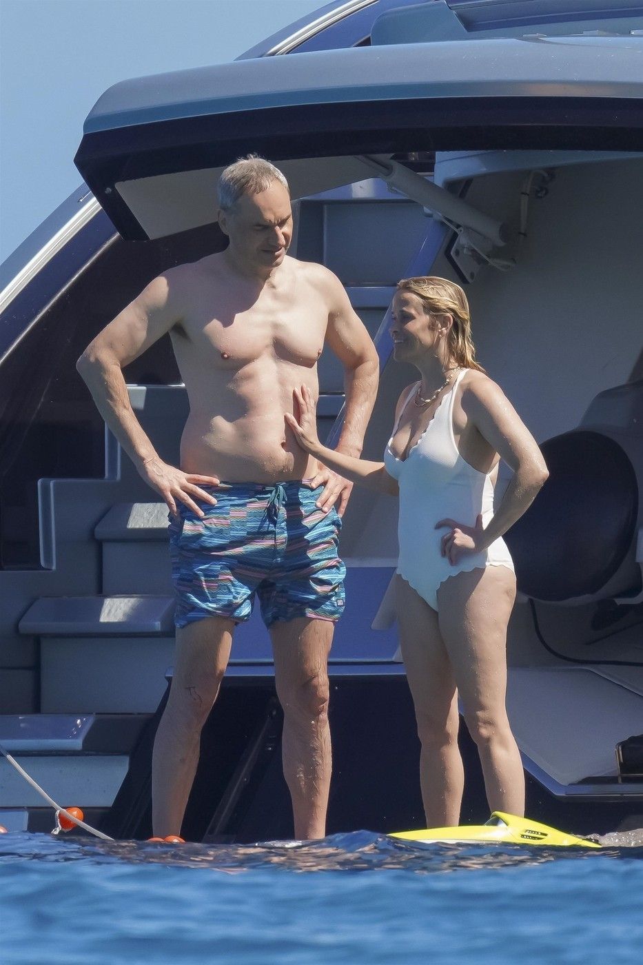 *PREMIUM-EXCLUSIVE* Saint-Tropez, FRANCE  MUST CALL FOR PRICING BEFORE USAGE - 

*PICTURES TAKEN ON 13/07/2025* - 

American actress Reese Witherspoon enjoys a romantic escape with her boyfriend Oliver Haarmann aboard a luxury yacht in Saint-Tropez. The loved-up pair shared kisses, cuddles, and snorkeled together in the clear Mediterranean waters. Reese looked stunning in a scallop-edged white one-piece swimsuit paired with a pink diving mask, while Oliver kept it relaxed in patterned swim trunks. The duo looked completely smitten under the summer sun.

*Pictures Containing Children Please Pixelate Face Prior To Publication*,Image: 1022183900, License: Rights-managed, Restrictions: RIGHTS:  AFGHANISTAN, ALBANIA, ANDORRA, ANGOLA, ARMENIA, ANTIGUA AND BARBUDA, AUSTRALIA, AZERBAIJAN, BAHAMAS, BARBADOS, BELARUS, BENIN, BANGLADESH, BAHRAIN, SAINT BARTHELEMY, SAINT BARTHELEMY, BOSNIA, BOTSWANA, BULGARIA, CHINA, IVORY COAST, CAPE VERDE, CROATIA, CUBA, CAYMAN ISLANDS, CYPRUS, CZECH REPUBLIC, DJIBOUTI, DOMINICA, DOMINICAN REPUBLIC, ALGERIA, EGYPT, ESTONIA, ETHIOPIA, GHANA, GUADELOUPE, GREECE, GRENADA, HAITI, HONG KONG, HUNGARY, ICELAND, INDIA, INDONESIA, IRELAND, IRAN, IRAQ, ISRAEL, JAMAICA, JAPAN, JERSEY, JORDAN, KAZAKHSTAN, KENYA, KOREA, LATVIA, LEBANON, SAINT LUCIA, LESOTHO, LIBYA, LITHUANIA, LUXEMBOURG, SAINT MARTIN, MALAWI, MALTA, MAURITIUS, MALDIVES, NORTH MACEDONIA, MONTENEGRO, MOLDOVA, MONACO, MOROCCO, MOZAMBIQUE, MAURITANIA, MYANMAR, MALAYSIA, NAMIBIA, NEW ZEALAND, NIGERIA, NORTH KOREA, PHILIPPINES, POLAND, PORTUGAL, PUERTO RICO, QATAR, ROMANIA, RUSSIA, RWANDA, SAUDI ARABIA, SCOTLAND, SERBIA, SINGAPORE, SLOVAKIA, SLOVENIA, SOUTH AFRICA, SOUTH KOREA, TAIWAN, CHAD, THAILAND, TUNISIA, TURKEY, TURKS AND CAICOS ISLANDS, UGANDA, UKRAINE, UNITED ARAB EMIRATES, VATICAN CITY, SAINT VINCENT AND THE GRENADINES, VIETNAM, SAMOA, ZAMBIA, ZIMBABWE, Model Release: no, Pictured: Reese Witherspoon, Oliver Haarmann