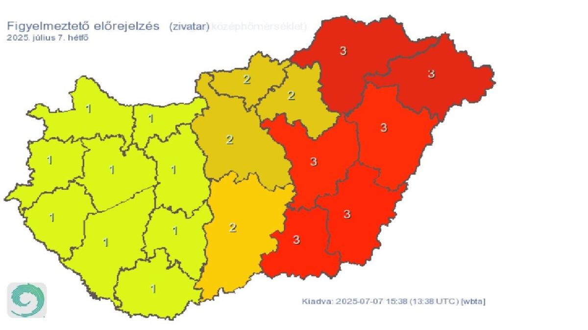 Piros riasztást adott ki hat vármegyére a HungaroMet
