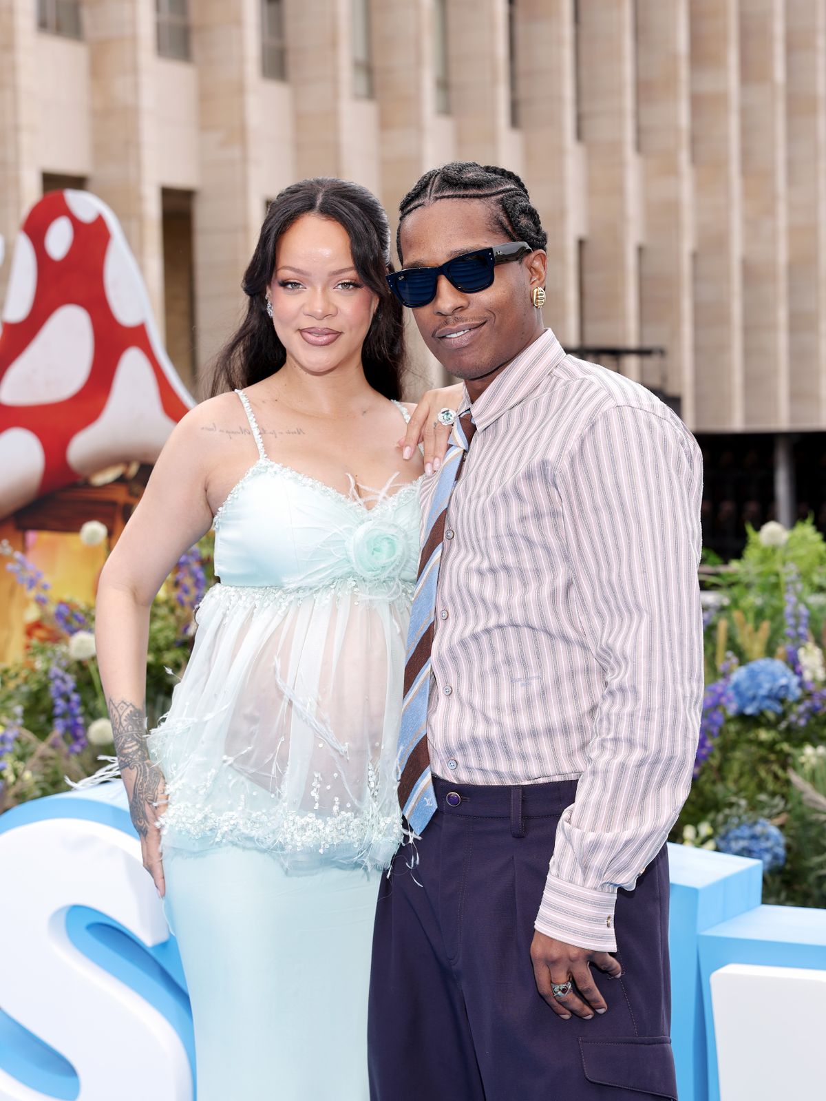 BRUSSELS, BELGIUM - JUNE 28: Rihanna and A$AP Rocky attend the "Smurfs" Global Premiere at Mont des Arts on June 28, 2025 in Brussels, Belgium. (Photo by Arnold Jerocki/Getty Images for Paramount Pictures)