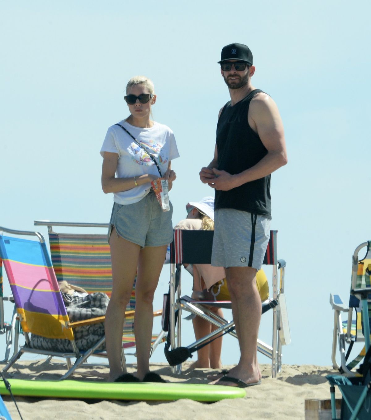 07/31/2021 EXCLUSIVE: Flip or Flop star Tarek El Moussa spotted for the first time after his reported 'blowup' at ex Christina Haack on the set of their show. Tarek was seen spending the day at the beach in Newport Beach with fiance Heather Young and their parents and his kids.,Image: 624965368, License: Rights-managed, Restrictions: Exclusive NO usage without agreed price and terms. Please contact sales@theimagedirect.com, Model Release: no, Pictured: Tarek El Moussa, Heather Young