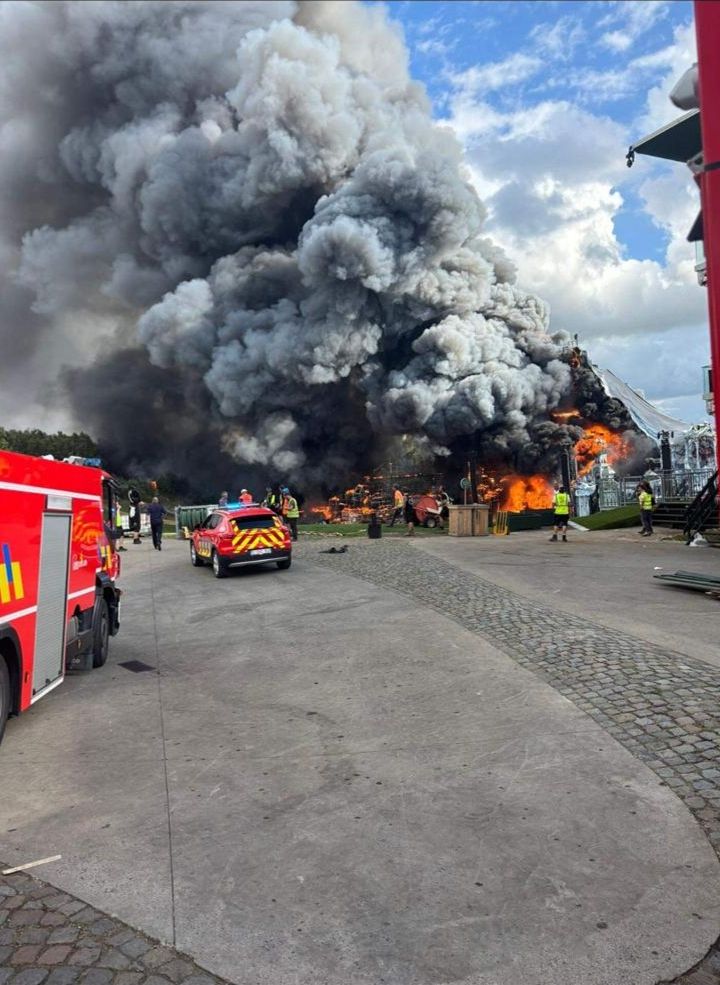 July 16, 2025, Boom, Belgium: A fire at the festival site of the Tomorrowland electronic music festival in Boom. (Credit Image: © Stringer/Belga via ZUMA Press)