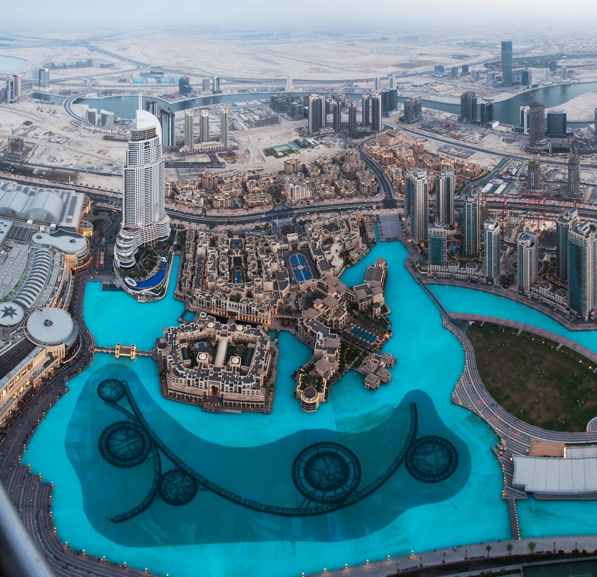 View on The Dubai Fountain from Burj Khalifa, Dubai, UAE