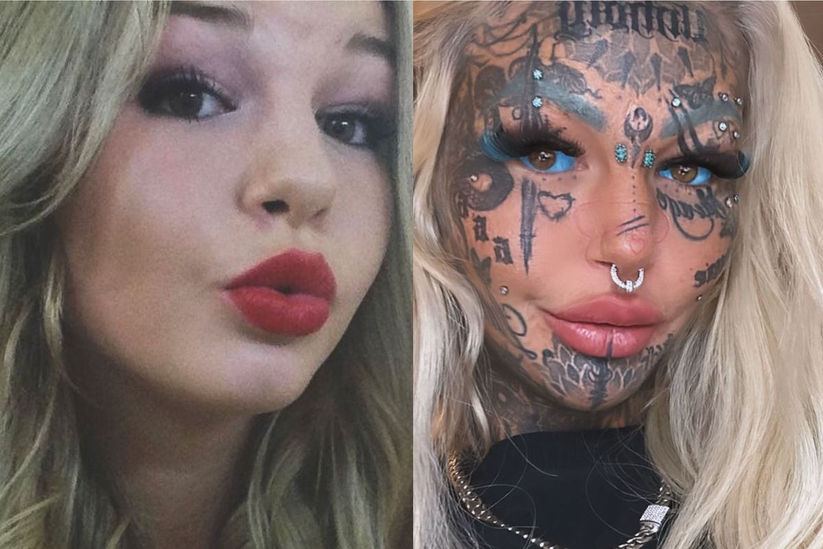 Story from Jam Press (Eyeball Tattoos)

Pictured: Amber Luke before her latest eyeball tattoo procedure was completed. Left she is seen before she had any body modifications done.

'World's most tattooed woman' who almost went BLIND after inking eyeballs gets procedure done AGAIN

A heavily tattooed woman dubbed ‘Dragon Girl’ has revealed the final results of her anticipated procedure.
Amber Luke recently shocked people after revealing her plans for new eyeball ink – despite going blind the first time around.
In a bid to try again, the model, 29, has put her fears aside; travelling over 24 hours from her hometown, Brisbane, Australia to São Paulo, Brazil for the controversial procedure on 18 May 2024.
In a clip posted on Instagram, racking up 147,000 views and over 4,000 likes, she shows off her new bright blue eyes, speckled with black.
“For me, it was about taking back what’s mine and was supposed to be mine in the first place,” Amber told What'sTheJam.
“I felt robbed and like I didn’t deserve a proper procedure.
“But I do deserve to have my moment, where I open my eyes and see true beauty.
“I nearly cried of happiness when I saw them this time and that’s exactly how it should’ve been originally.
“It’s something I can appreciate for the rest of my life now.”
Amber, who was previously left without sight for three weeks, went to renowned tattoo artist, Gattoo Moreno for the procedure.
While fearful after the last mishap, she ensured to take the necessary precautions to avoid this again.
She said: “I did all the checklists and went to the same optometrists I went to a year after my first eyeball tattoo [who told me] I was botched.
“They checked my eyes thoroughly with coloured dyes too and [found] absolutely no signs of scar tissue.”
Users have flocked to the comments to share their reactions, with many people left in awe.
“Wooo you’re tough girl! Didn’t know you could mix the colours like that,” Madison said. [sic]
Hannah,Image: 874754501, License: Rights-managed, Restrictions: EDITOR'S NOTE: Video Usage Licence: (EXCLUSIVE) We have obtained an exclusive licence from the copyright holder. A copy of the licence is available on request.

Video Restrictions: None., Model Release: no