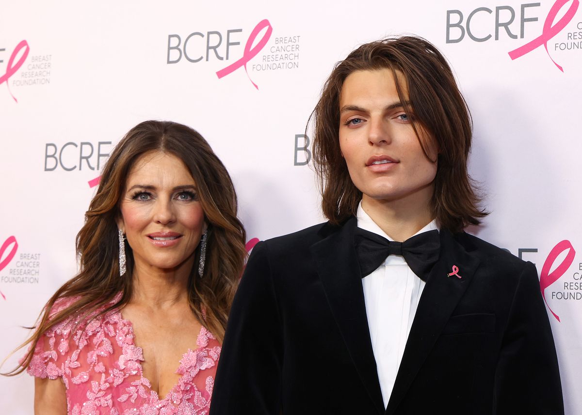 Elizabeth Hurley, Damian Hurley at the Breast Cancer Research Foundation Hot Pink Party held at Glasshouse on May 13, 2025 in New York, New York. (Photo by Stephanie Augello/Variety via Getty Images)