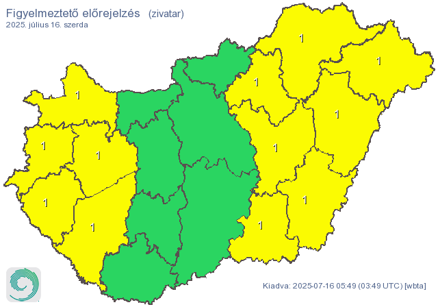 Időjárás: 12 vármegyére adtak ki figyelmeztetést