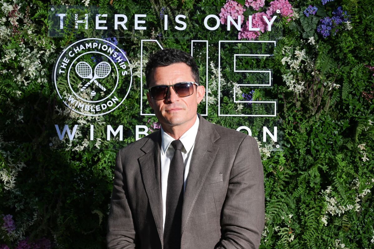 LONDON, ENGLAND - JULY 13: Orlando Bloom in the AELTC's Parkside Suite in No.1 Court at The Championships 2025. Held at the All England Lawn Tennis and Croquet Club, Wimbledon. Day 14, on July 13, 2025 in London, England. (Photo by Stuart C. Wilson/Getty Images for AELTC)