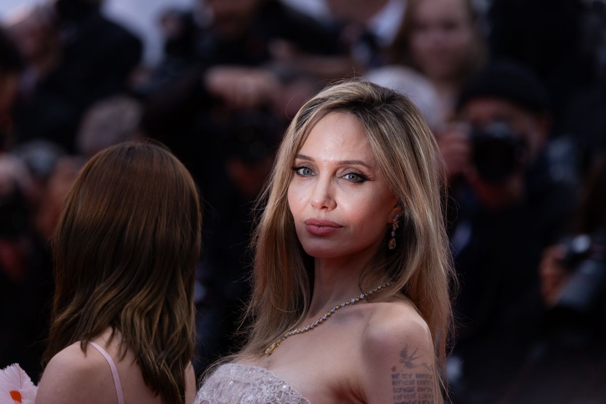 CANNES, FRANCE - MAY 16: Angelina Jolie attends the "Eddington" red carpet at the 78th annual Cannes Film Festival at Palais des Festivals on May 16, 2025 in Cannes, France. (Photo by Ernesto Ruscio/Getty Images)