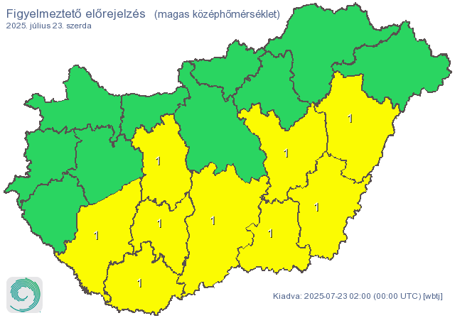 Időjárás: 9 vármegyére adtak ki fogyelmeztetést a hőség miatt