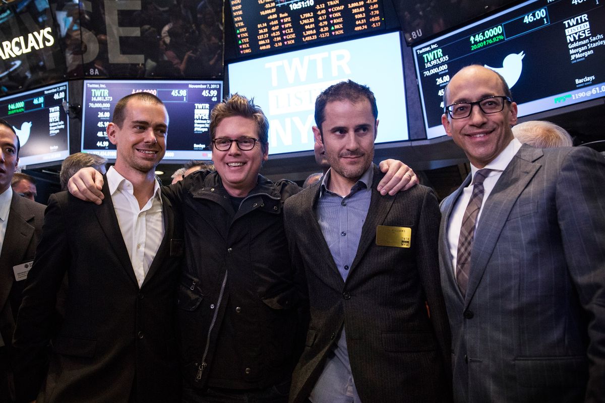 A Twitter megalkotói: Jack Dorsey, Biz Stone, Evan Williams és Dick Costolo 
