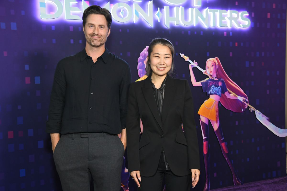 LOS ANGELES, CALIFORNIA - JUNE 16: Chris Appelhans and Maggie Kang attend Netflix's "KPop Demon Hunters" Special Screening at Netflix Tudum Theater on June 16, 2025 in Los Angeles, California. (Photo by Alberto E. Rodriguez/Getty Images)