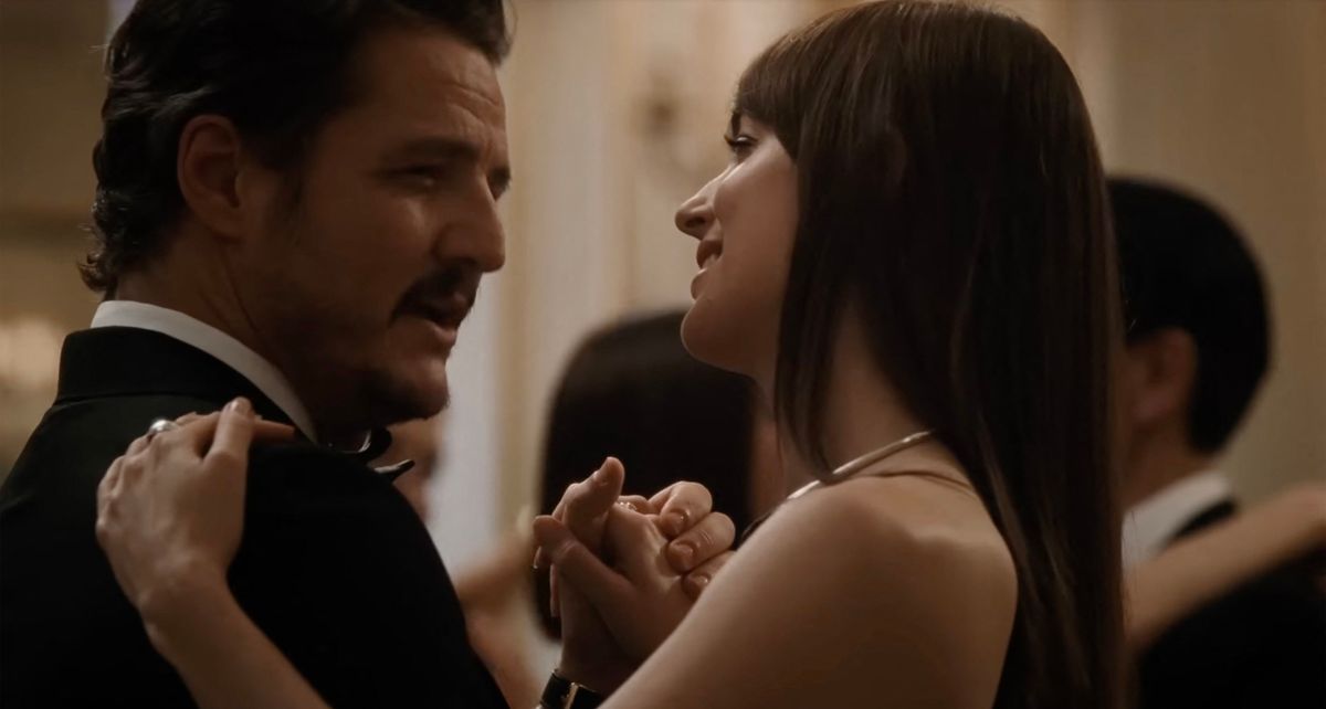 Picture MUST credit: A24 Fifty Shades of Grey actress Dakota Johnson finds herself having to choose between two men in her latest -role. They are Captain America actor Chris Evans and The Mandalorian and Gladiator 2 star Pedro Pascal. Johnson, 35, plays a professional matchmaker in the movie, Materialists. But she has to decide between marrying her ex, played by Evans , 43, or wealthy businessman Pascal, 50. A spokesperson for the movie which just dropped a trailer, said: ““A young, ambitious New York City matchmaker finds herself torn between the perfect match and her imperfect ex.”