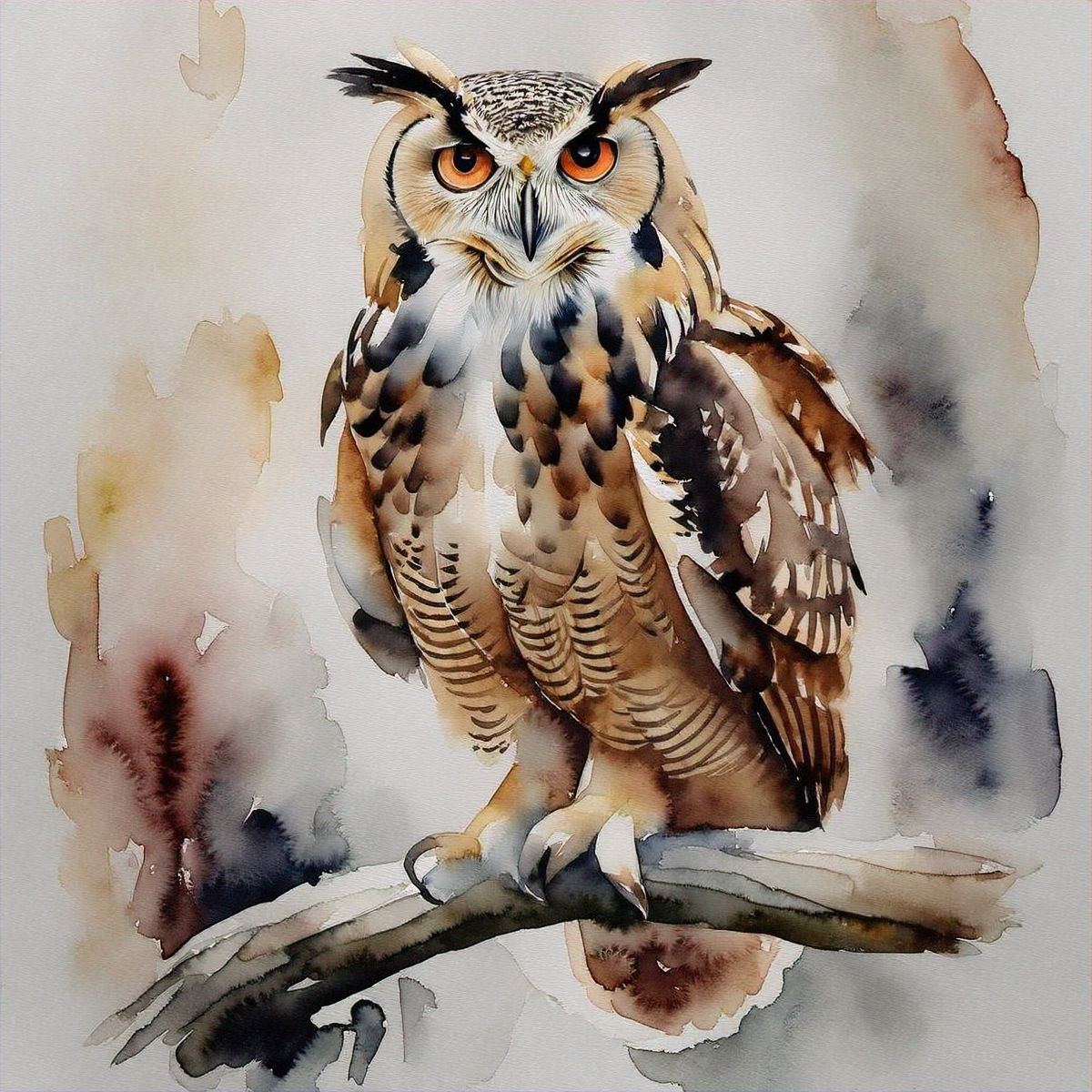 indian eagle owl watercolor