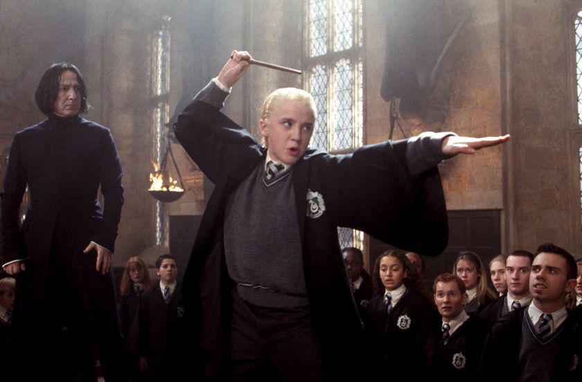 'Harry Potter and the Chamber of Secrets' by Chris Columbus; starring Alan Rickman, Tom Felton. Made in USA, 2002.