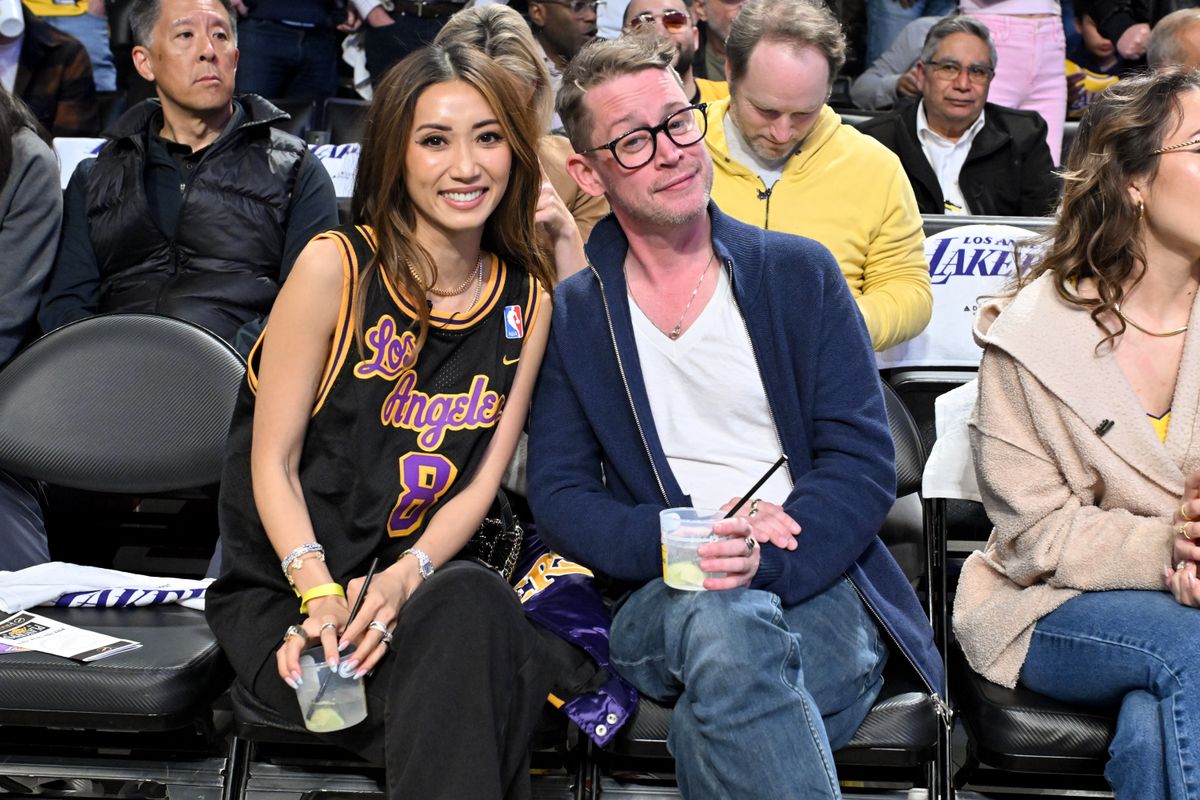 LOS ANGELES, CALIFORNIA - APRIL 22: Brenda Song and Macaulay Culkin attend a basketball game between the Los Angeles Lakers and the Minnesota Timberwolves at Crypto.com Arena on April 22, 2025 in Los Angeles, California. NOTE TO USER: User expressly acknowledges and agrees that, by downloading and or using this photograph, User is consenting to the terms and conditions of the Getty Images License Agreement. (Photo by Allen Berezovsky/Getty Images)