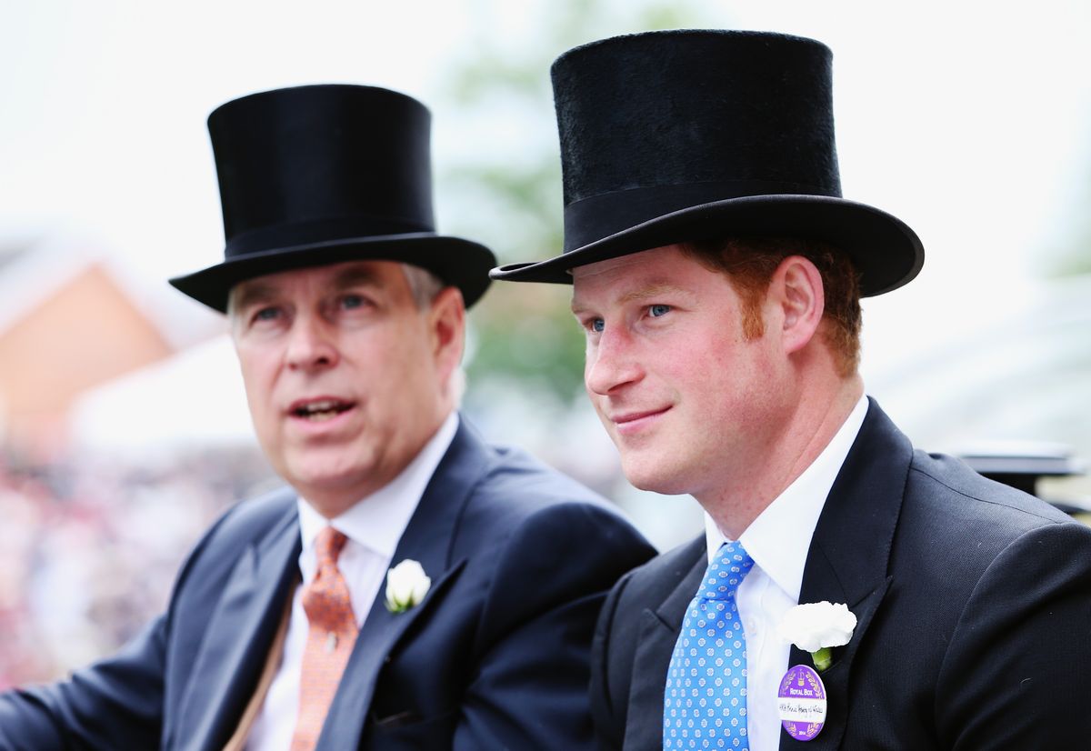 ASCOT, ENGLAND - JUNE 19: Prince Andrew, Duke of York and  Prince Harry during the Royal Procession day three of Royal Ascot at Ascot Racecourse on June 19, 2014 in Ascot, England.  (Photo by Chris Jackson/Getty Images for Ascot Racecourse)