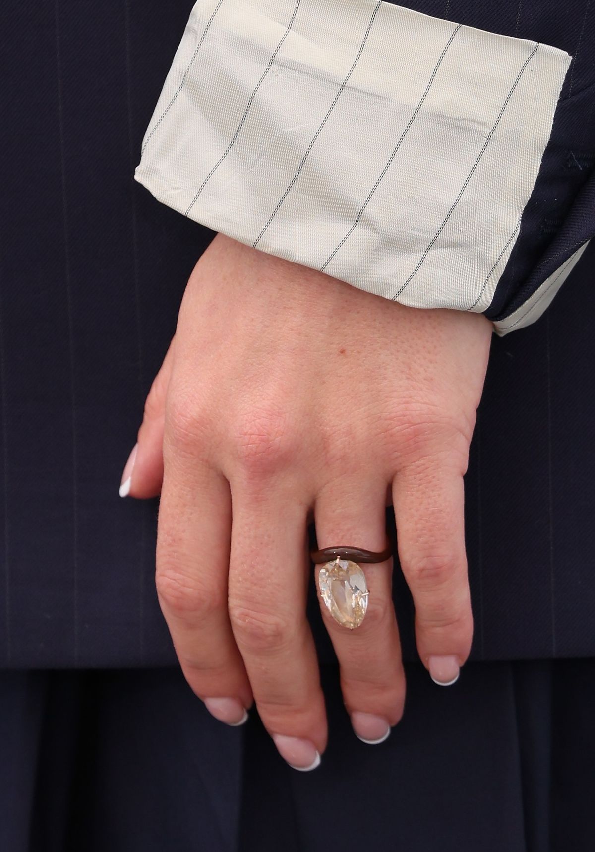 CANNES, FRANCE - MAY 21: Scarlett Johansson, ring detail, poses during the "Eleanor The Great" photocall at the 78th annual Cannes Film Festival at Palais des Festivals on May 21, 2025 in Cannes, France.  (Photo by JB Lacroix/FilmMagic)
