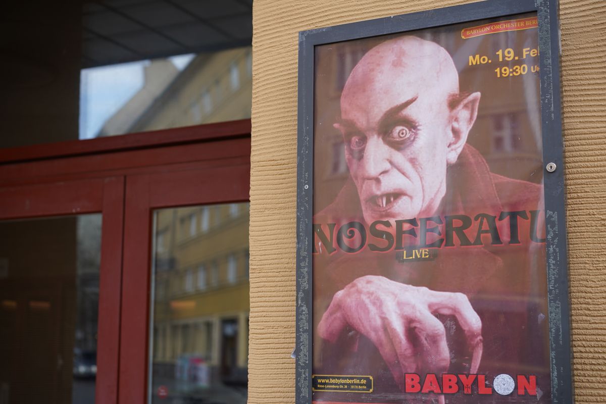 Berlin, Germany - February 16, 2024: Nosferatu film poster at Babylon cinema in Berlin