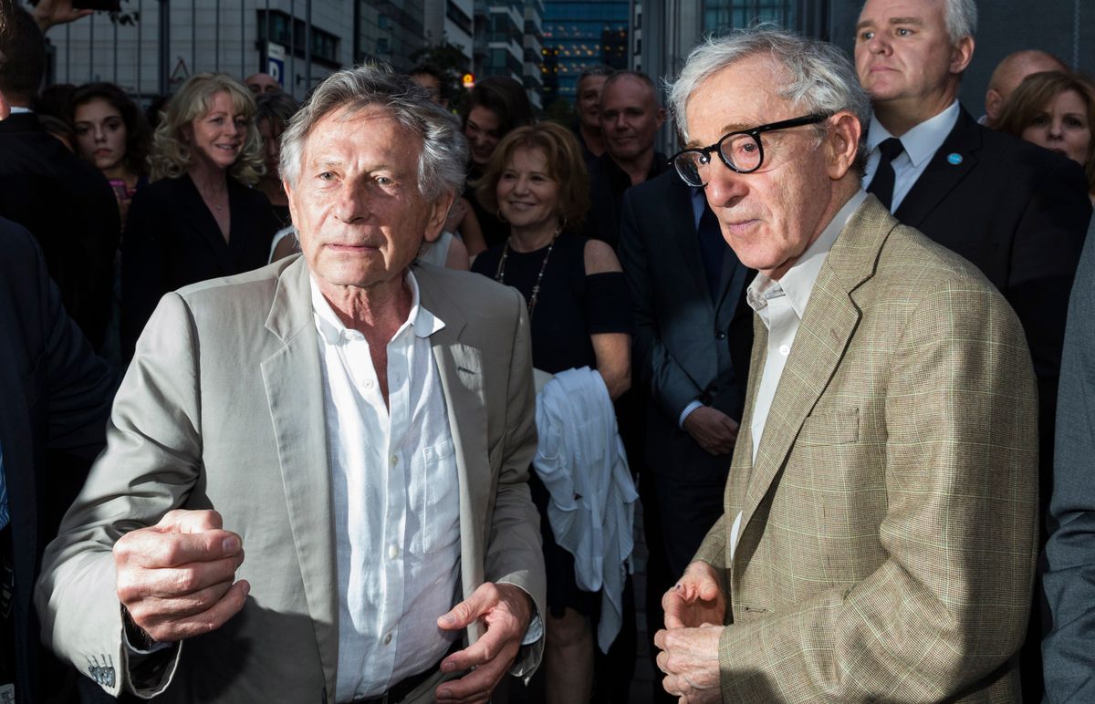 PARIS, FRANCE - AUGUST 27:  Directors Roman Polanski (L) and Woody Allen arrive to the Paris premiere of  "Blue Jasmine" at UGC Cine Cite Bercy on August 27, 2013 in Paris, France.  (Photo by Bertrand Rindoff Petroff/Getty Images)